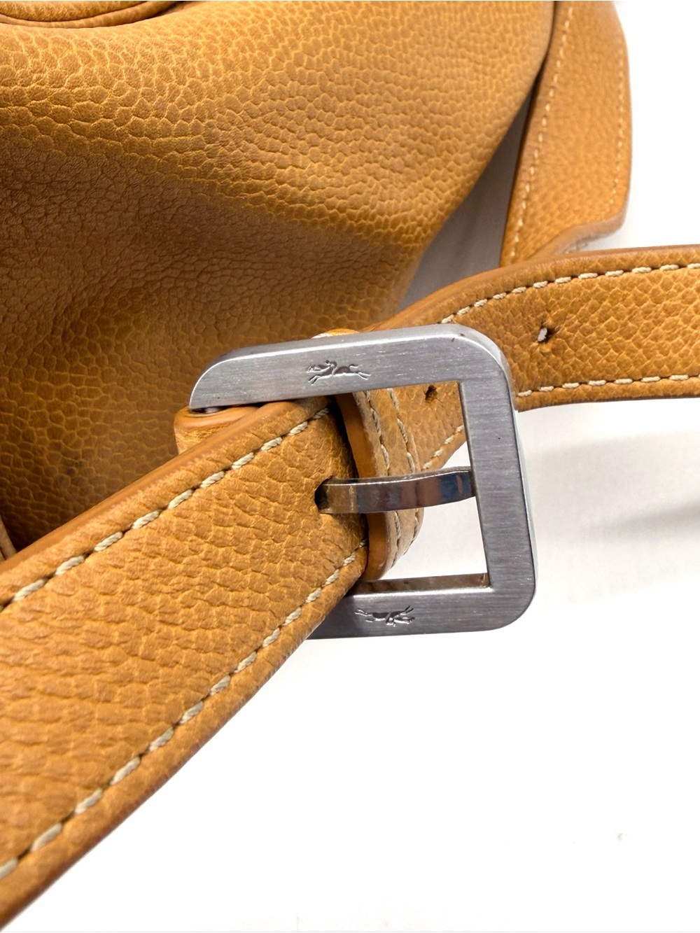 LONGCHAMP 2 Way Balzane Mustard Tan Leather Turn-Lock Shoulder Crossbody Bag Med - Picture 7 of 11